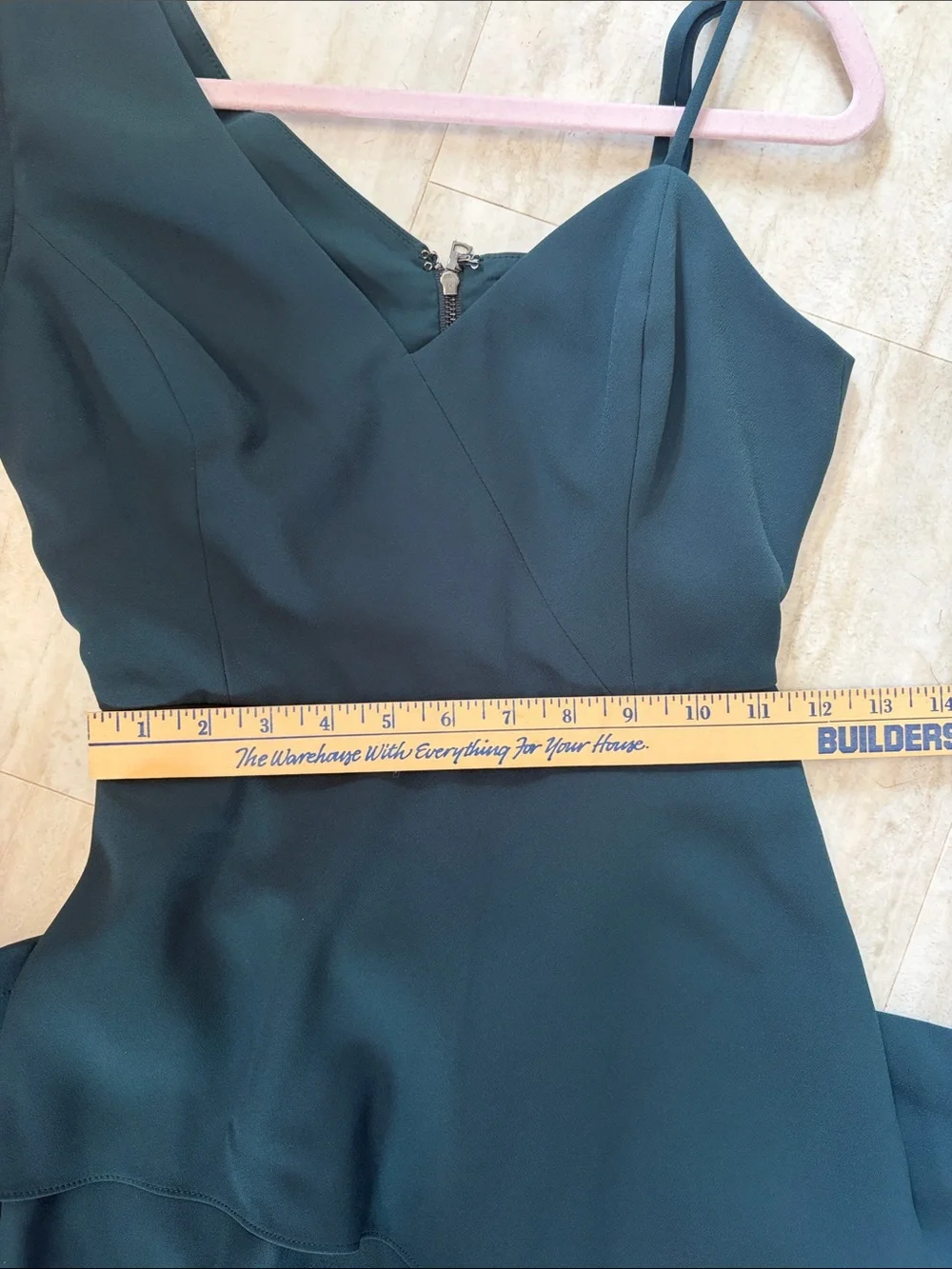 BCBGMAXAZRIA Dark Green One Shoulder Jumpsuit Wide Leg Formal Evening Romper